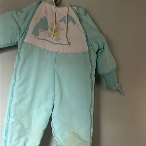 Vintage 1970’s Winnie the Pooh Aqua Baby Snowsuit with Hood